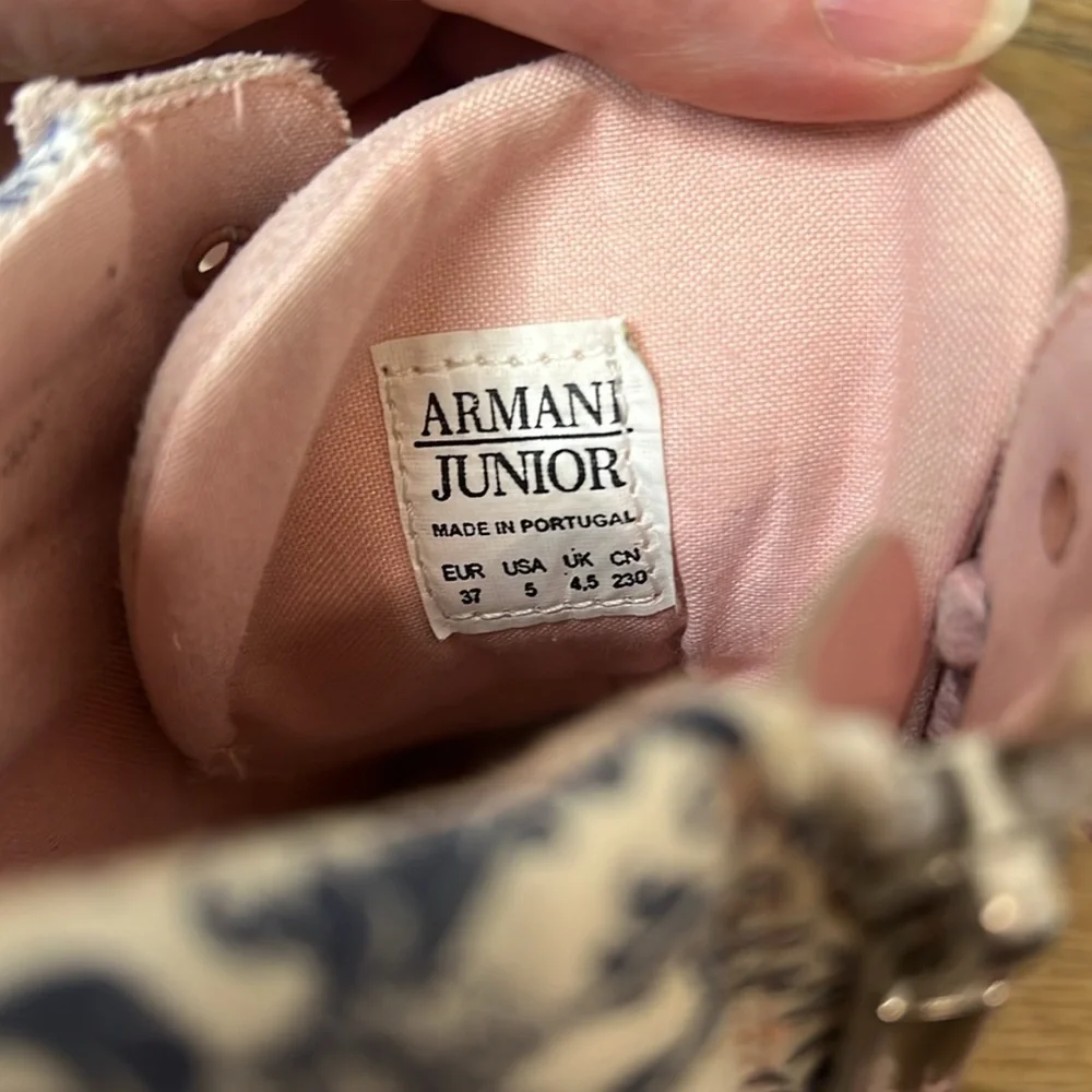 Armani Junior Pink Suede High Top Sneakers Size 37/5US
